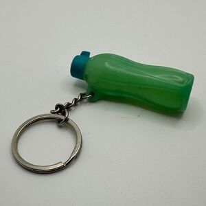 Tupperware Eco Water Bottle Keychain Lime Green Teal Blue Miniature‎ Collectible